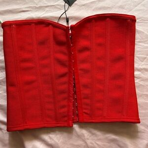 Red Strapless Crop Top